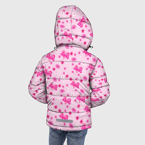 Зимняя куртка для мальчика Барби, сердечки и цветочки / 3D-Черный – фото 4