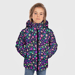 Куртка зимняя для мальчика Яркие звезды паттерн, цвет: 3D-черный — фото 2