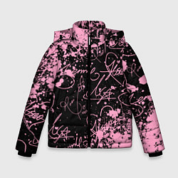 Куртка зимняя для мальчика Блэкпинк - автографы, цвет: 3D-светло-серый