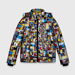 Куртка зимняя для мальчика Живопись в стиле Мондриан, цвет: 3D-черный