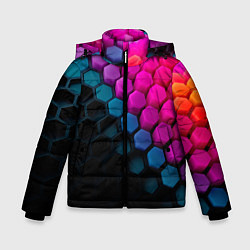 Куртка зимняя для мальчика Цветной шестиугольник, цвет: 3D-черный