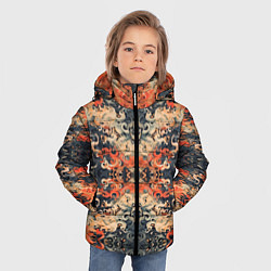Куртка зимняя для мальчика Оранжевые японские мотивы, цвет: 3D-черный — фото 2