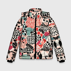 Куртка зимняя для мальчика Узор Тропические джунгли, цвет: 3D-черный