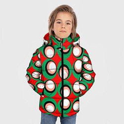 Куртка зимняя для мальчика Орнамент из контрастных кругов, цвет: 3D-черный — фото 2