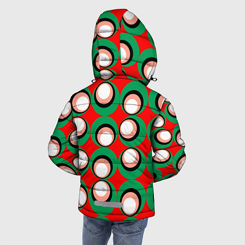 Зимняя куртка для мальчика Орнамент из контрастных кругов / 3D-Черный – фото 4