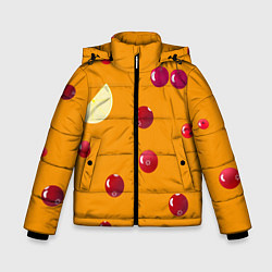 Зимняя куртка для мальчика Ягоды и лимон, оранжевый фон