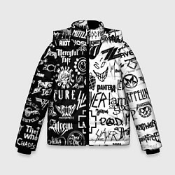 Куртка зимняя для мальчика Логотипы лучших рок групп, цвет: 3D-черный
