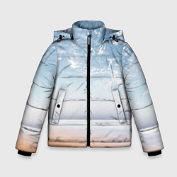 Куртка зимняя для мальчика Песчаный пляж и красивое небо, цвет: 3D-черный