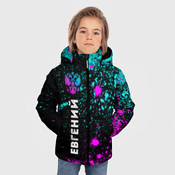 Куртка зимняя для мальчика Евгений и неоновый герб России: по-вертикали, цвет: 3D-черный — фото 2