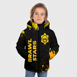 Куртка зимняя для мальчика Brawl Stars - gold gradient: надпись, символ, цвет: 3D-черный — фото 2