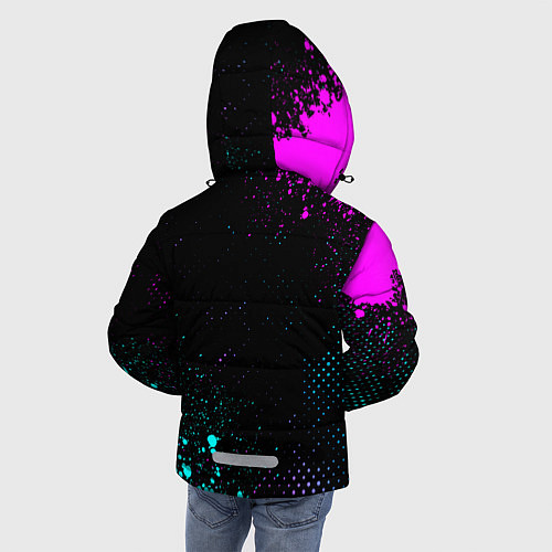 Зимняя куртка для мальчика Анатолий и неоновый герб России: надпись, символ / 3D-Черный – фото 4