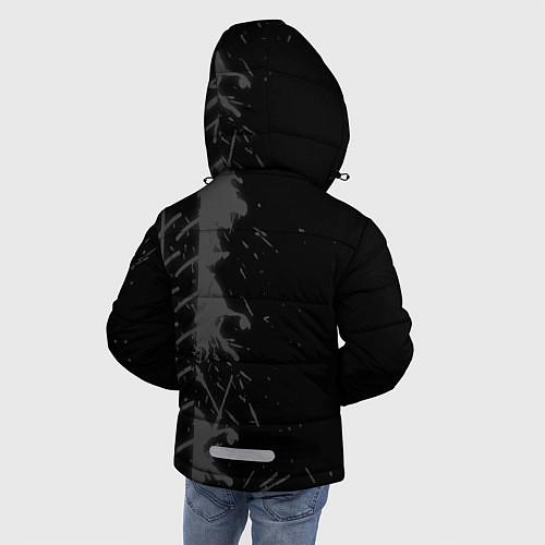 Зимняя куртка для мальчика Mitsubishi speed на темном фоне со следами шин: по / 3D-Черный – фото 4