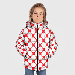 Куртка зимняя для мальчика Узор в красное ретро-яблоко, цвет: 3D-светло-серый — фото 2