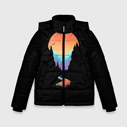 Куртка зимняя для мальчика Неоновое солнце SynthWave, цвет: 3D-светло-серый