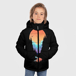 Куртка зимняя для мальчика Неоновое солнце SynthWave, цвет: 3D-черный — фото 2