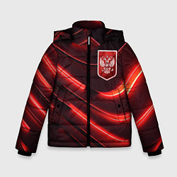 Зимняя куртка для мальчика Красный неоновый герб России