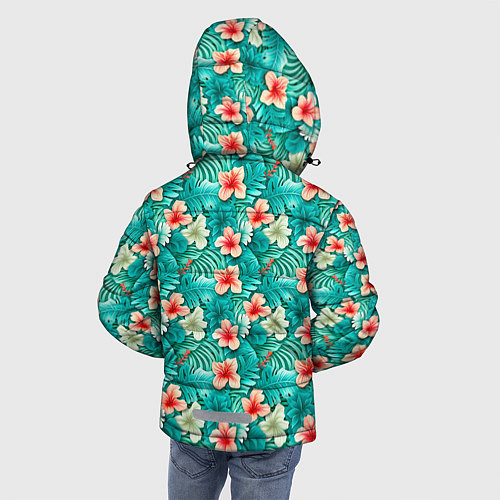 Зимняя куртка для мальчика Летние цветочки паттерн / 3D-Черный – фото 4