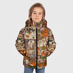 Куртка зимняя для мальчика Коллаж из сказочных зверей - совы, белки, ёжики, цвет: 3D-светло-серый — фото 2
