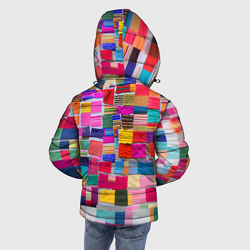 Зимняя куртка для мальчика Разноцветные лоскутки / 3D-Черный – фото 4