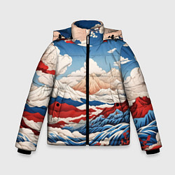 Куртка зимняя для мальчика Японский ретро пейзаж, цвет: 3D-черный