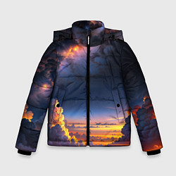 Куртка зимняя для мальчика Млечный путь и облака на закате, цвет: 3D-светло-серый