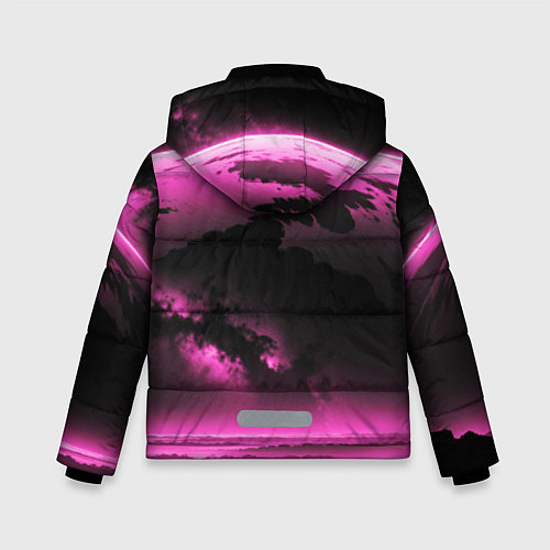 Зимняя куртка для мальчика Сай фай пейзаж в черно розовых тонах / 3D-Светло-серый – фото 2