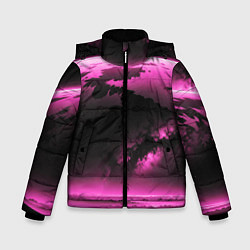 Куртка зимняя для мальчика Сай фай пейзаж в черно розовых тонах, цвет: 3D-светло-серый