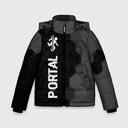 Куртка зимняя для мальчика Portal glitch на темном фоне: по-вертикали, цвет: 3D-черный