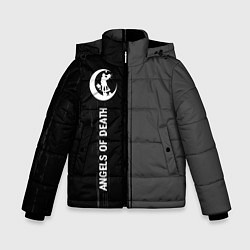 Куртка зимняя для мальчика Angels of Death glitch на темном фоне: по-вертикал, цвет: 3D-черный
