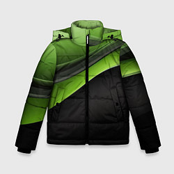 Куртка зимняя для мальчика Black green abstract, цвет: 3D-красный