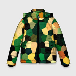 Куртка зимняя для мальчика Мозаика зелёный, цвет: 3D-светло-серый