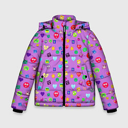 Куртка зимняя для мальчика Эмпатия - паттерн эмоджи, цвет: 3D-черный