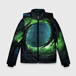 Куртка зимняя для мальчика Объемная зеленая абстракция, цвет: 3D-красный