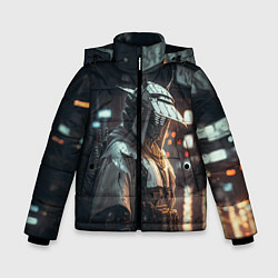 Куртка зимняя для мальчика Футуристический самурай, цвет: 3D-черный