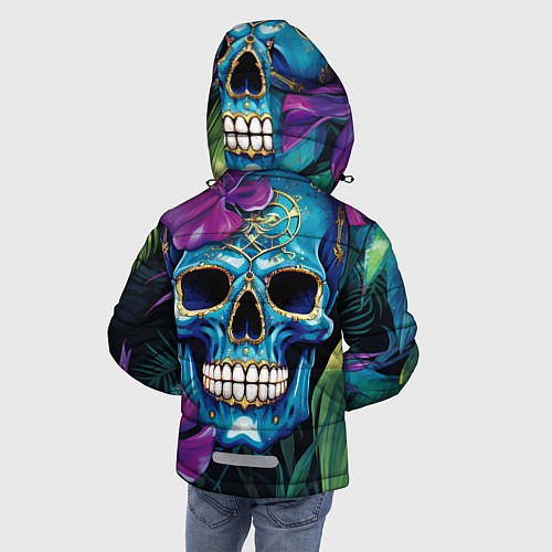 Зимняя куртка для мальчика Череп в джунглях / 3D-Черный – фото 4