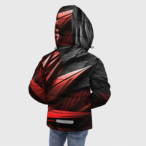 Зимняя куртка для мальчика Объемные красные элементы / 3D-Черный – фото 4