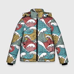 Куртка зимняя для мальчика Декоративные волны, цвет: 3D-светло-серый