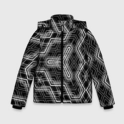 Куртка зимняя для мальчика Черно-белый ассеметричный узор, цвет: 3D-черный