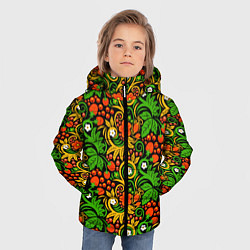 Куртка зимняя для мальчика Русское народное искусство - хохлома, цвет: 3D-светло-серый — фото 2