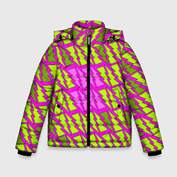 Куртка зимняя для мальчика Ретро молнии розово-жёлтые, цвет: 3D-светло-серый