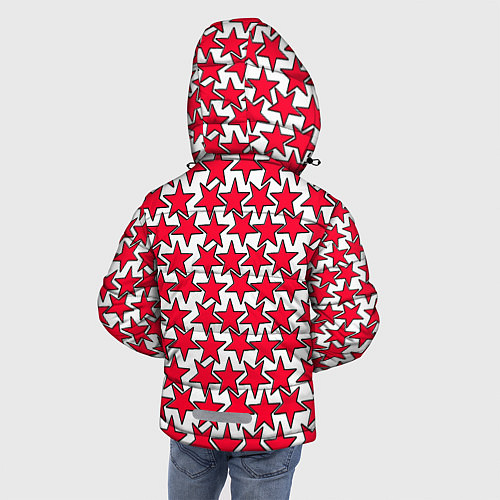Зимняя куртка для мальчика Ретро звёзды красные / 3D-Черный – фото 4