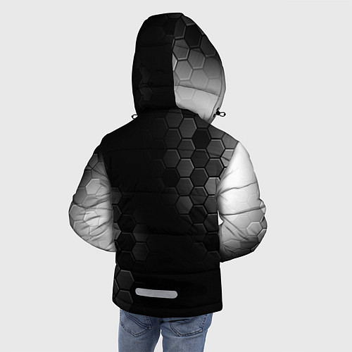 Зимняя куртка для мальчика Among Us glitch на темном фоне: по-вертикали / 3D-Черный – фото 4