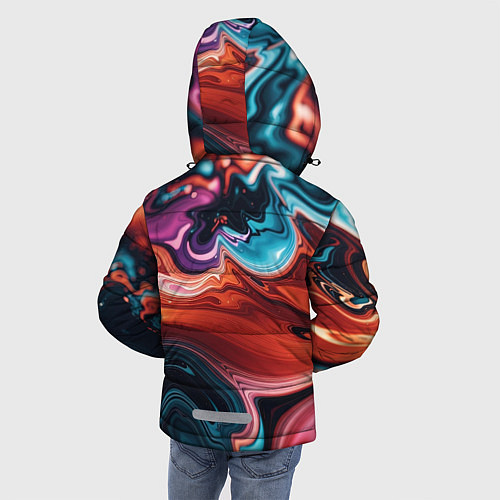 Зимняя куртка для мальчика Красочные переливы волн / 3D-Светло-серый – фото 4