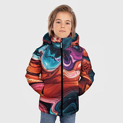Куртка зимняя для мальчика Красочные переливы волн, цвет: 3D-черный — фото 2