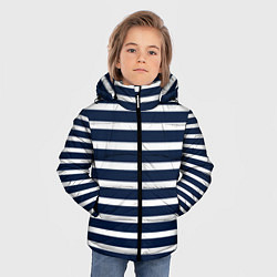 Куртка зимняя для мальчика Широкие тёмно-синие полосы, цвет: 3D-черный — фото 2