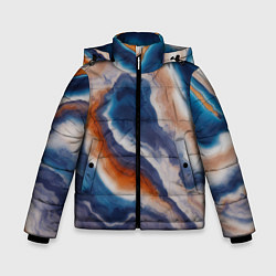 Куртка зимняя для мальчика Текстура агата сине-оранжевая, цвет: 3D-красный