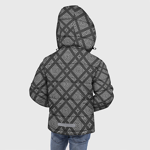 Зимняя куртка для мальчика Бело - серый орнамент геометрический / 3D-Черный – фото 4
