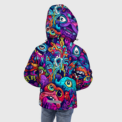 Зимняя куртка для мальчика Кислотные монстры / 3D-Красный – фото 4