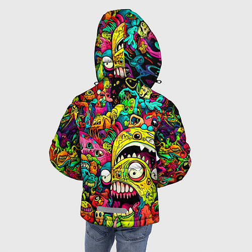 Зимняя куртка для мальчика Психоделические монстры / 3D-Черный – фото 4