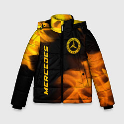 Куртка зимняя для мальчика Mercedes - gold gradient: надпись, символ, цвет: 3D-черный